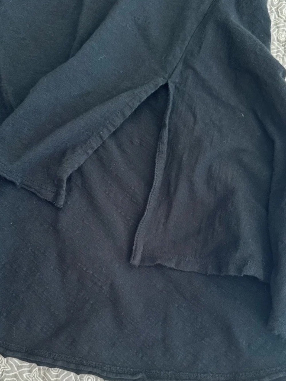 GOOD Habitat XL Empire Tunic Top A-Line High Low Black 100% Cotton Raw Hems - Picture 5 of 13